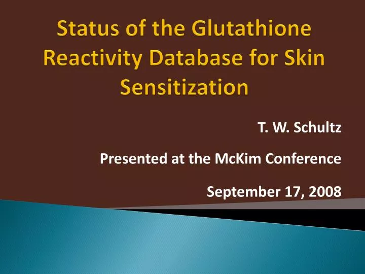 status of the glutathione reactivity database for skin sensitization