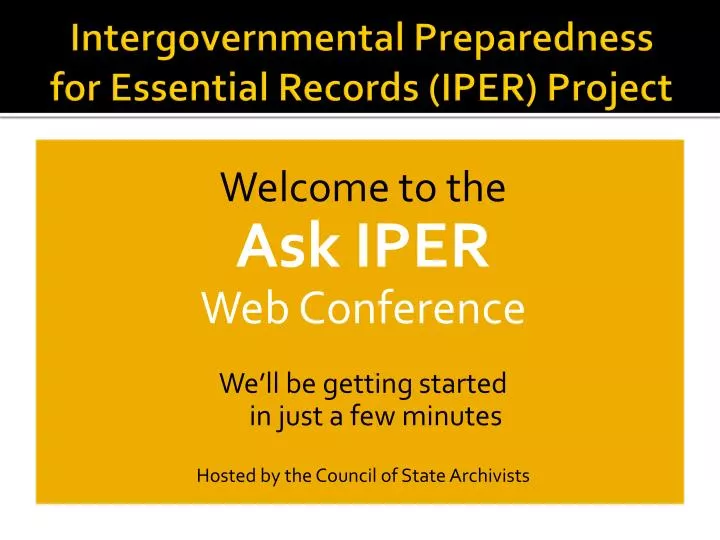 intergovernmental preparedness for essential records iper project