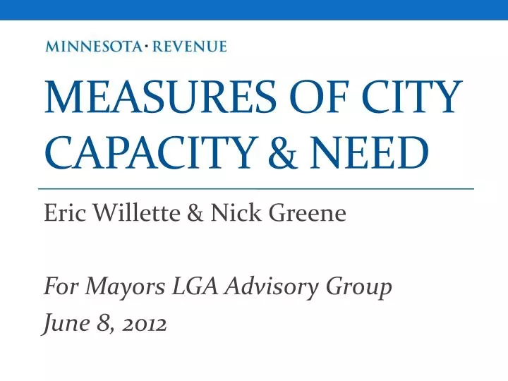 measures of city capacity need