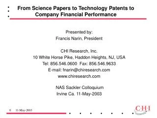 From Science Papers to Technology Patents to Company Financial Performance