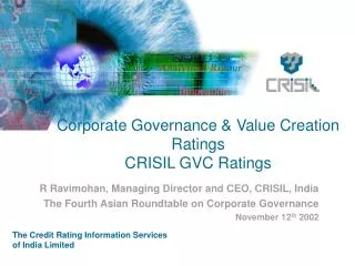 Corporate Governance &amp; Value Creation Ratings CRISIL GVC Ratings