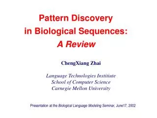 Pattern Discovery in Biological Sequences: A Review