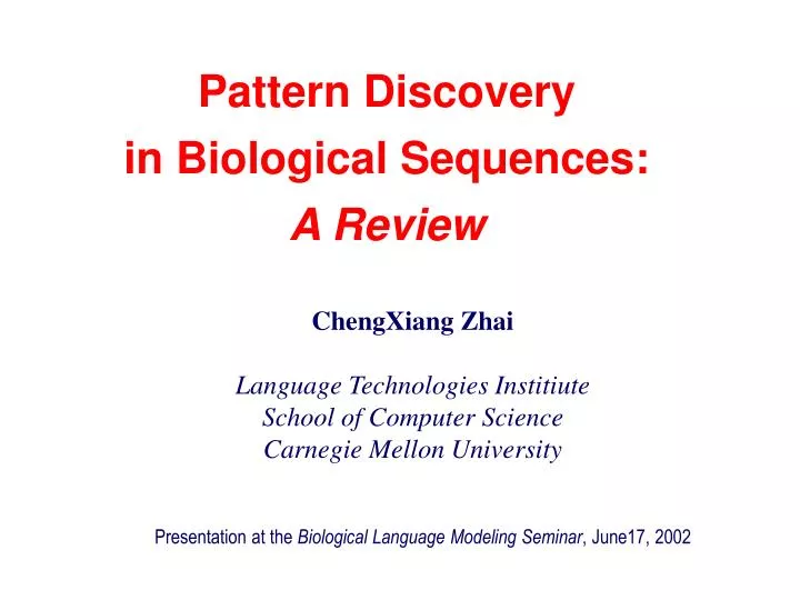 pattern discovery in biological sequences a review
