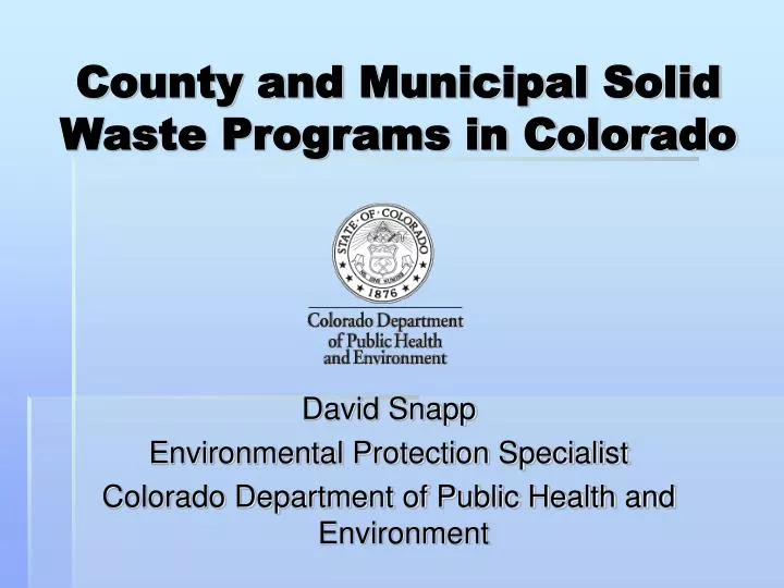 county and municipal solid waste programs in colorado