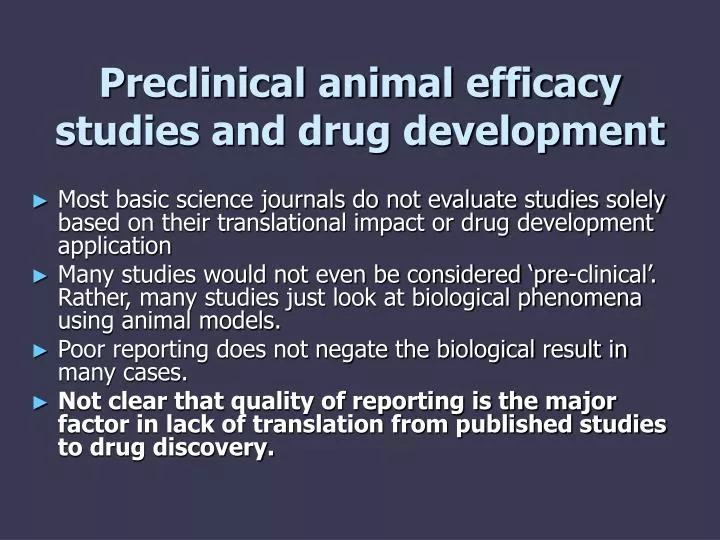 preclinical animal efficacy studies and drug development