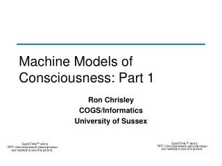 Machine Models of Consciousness: Part 1