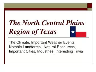 The North Central Plains Region of Texas