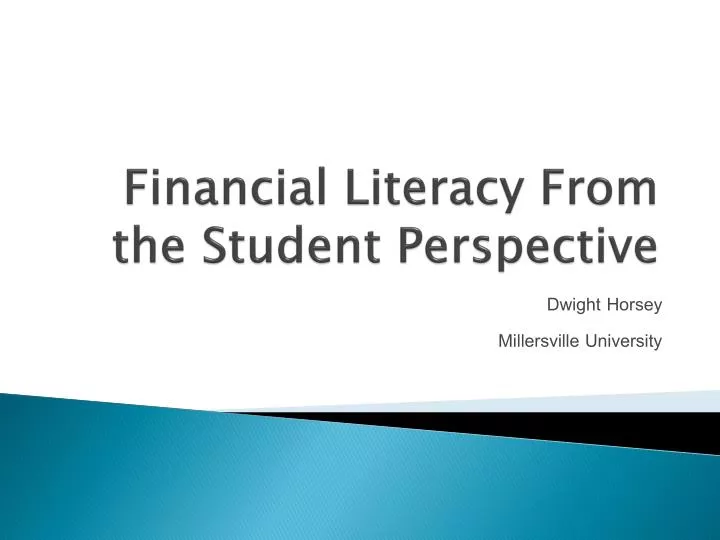 financial literacy from the student perspective