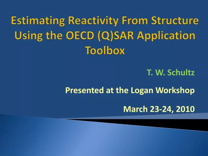 estimating reactivity from structure using the oecd q sar application toolbox