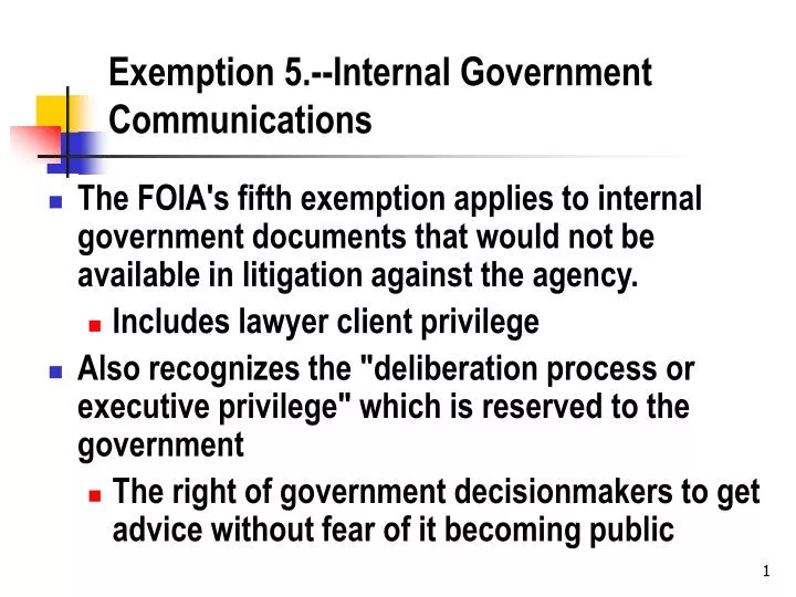 exemption 5 internal government communications
