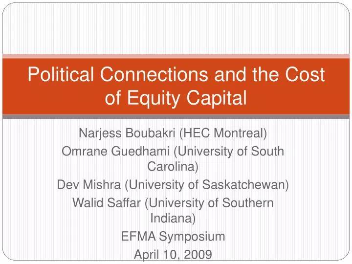 political connections and the cost of equity capital