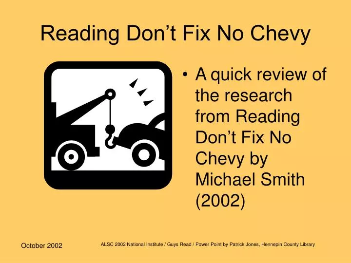 reading don t fix no chevy