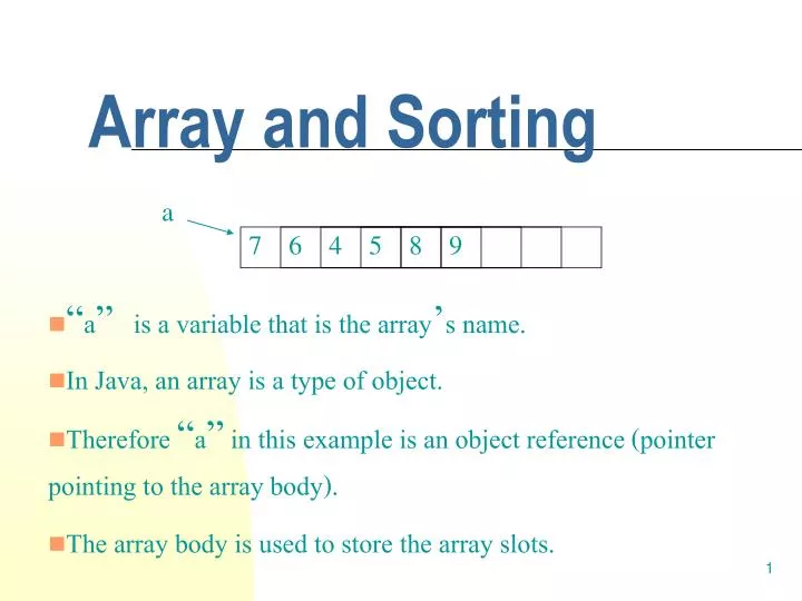 array and sorting
