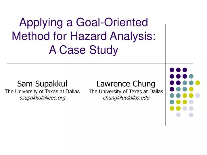 applying a goal oriented method for hazard analysis a case study