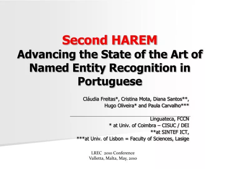 second harem advancing the state of the art of named entity recognition in portuguese