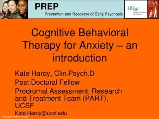 Cognitive Behavioral Therapy for Anxiety – an introduction
