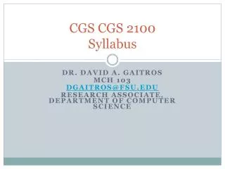 CGS CGS 2100 Syllabus
