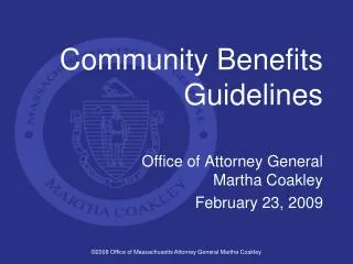 Community Benefits Guidelines
