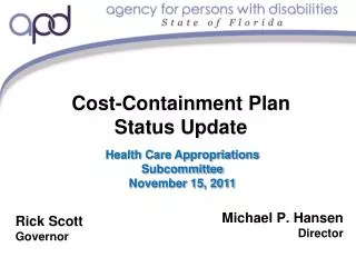 Cost-Containment Plan Status Update