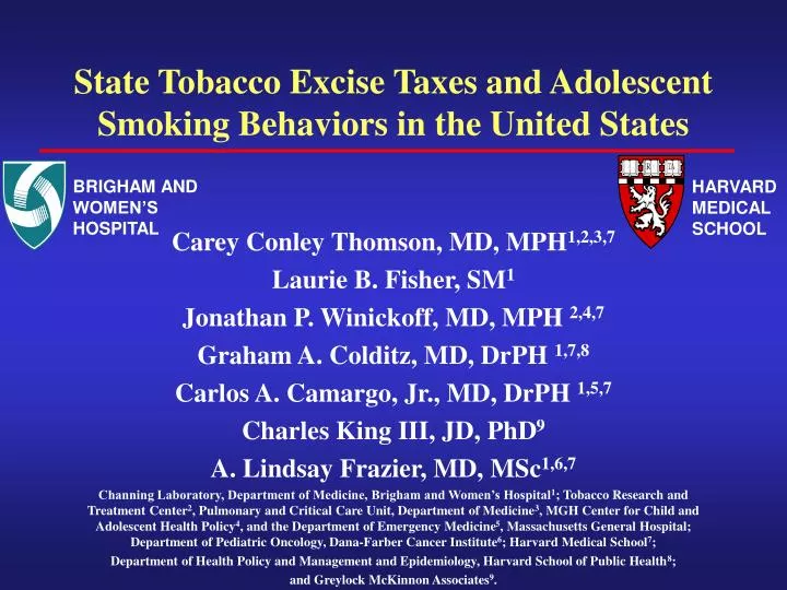 state tobacco excise taxes and adolescent smoking behaviors in the united states