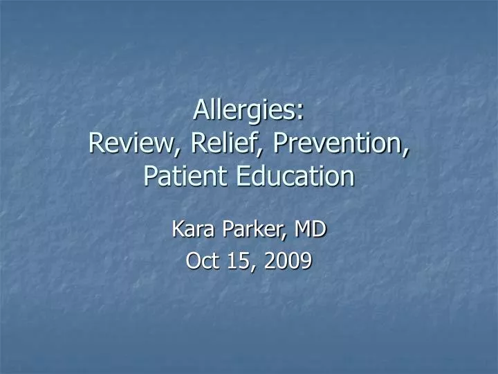 allergies review relief prevention patient education