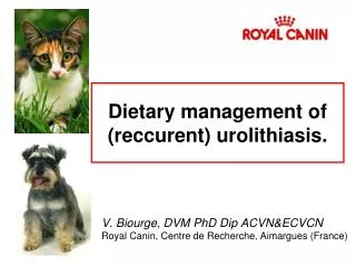 Dietary management of (reccurent) urolithiasis.