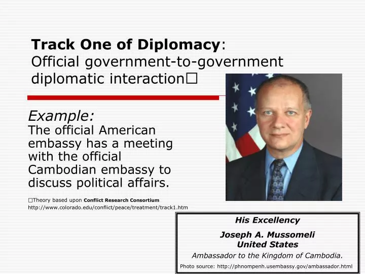 track one of diplomacy official government to government diplomatic interaction