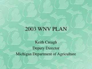 2003 WNV PLAN