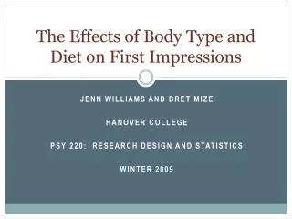 The Effects of Body Type and Diet on First Impressions
