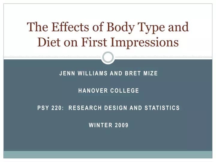 the effects of body type and diet on first impressions