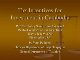 Tax Incentives for Investment in Cambodia