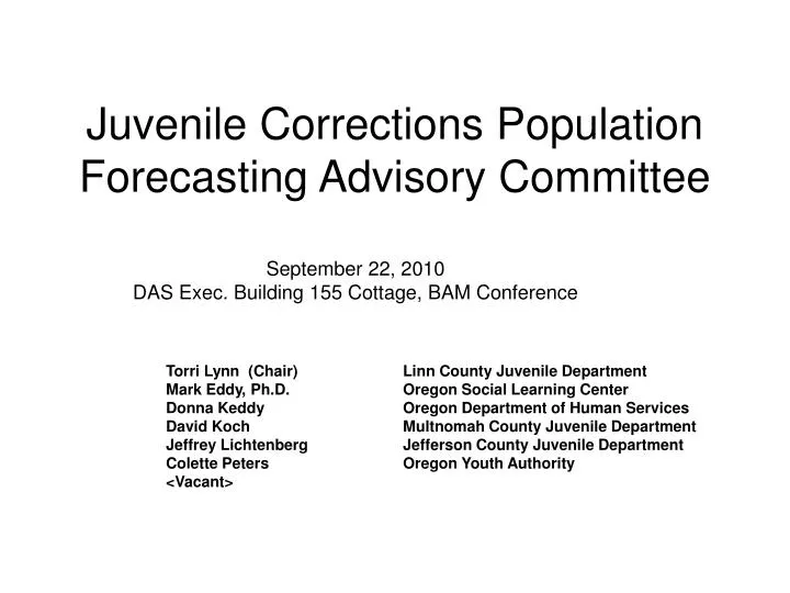 juvenile corrections population forecasting advisory committee