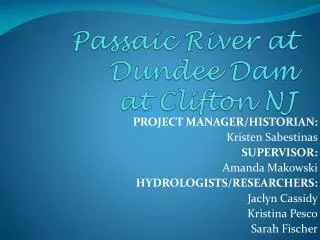 Passaic River at Dundee Dam at Clifton NJ