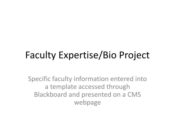 faculty expertise bio project