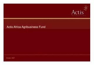 Actis Africa Agribusiness Fund