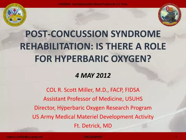 post concussion syndrome rehabilitation is there a role for hyperbaric oxygen 4 may 2012