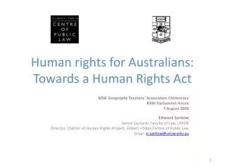 Human rights for Australians: Towards a Human Rights Act