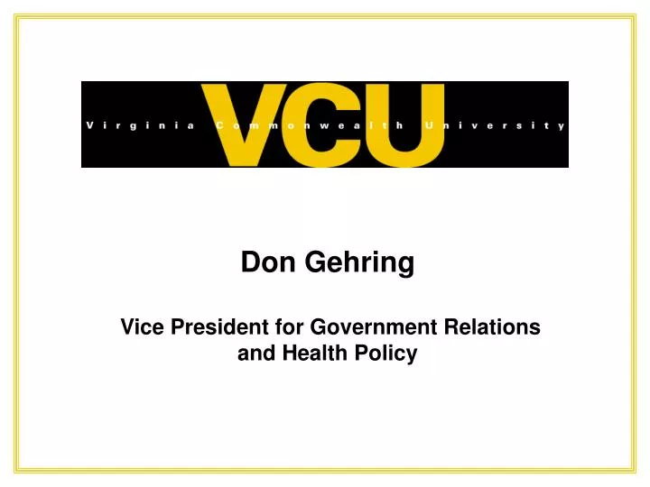 don gehring vice president for government relations and health policy