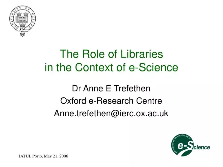 the role of libraries in the context of e science