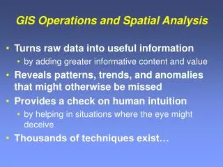GIS Operations and Spatial Analysis