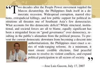 Democratic Recession in the Philippines: What Went Wrong?