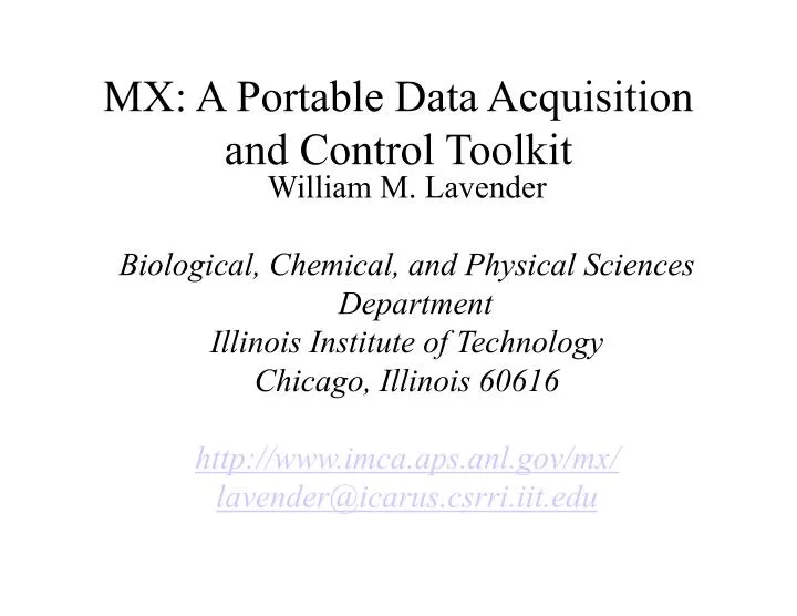 mx a portable data acquisition and control toolkit