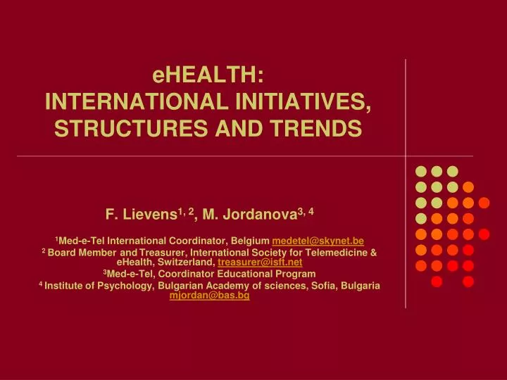 ehealth international initiatives structures and trends