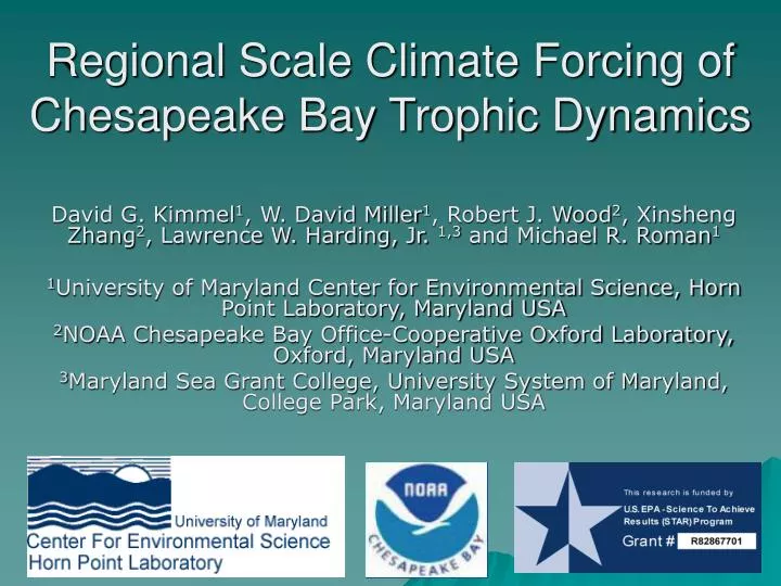 regional scale climate forcing of chesapeake bay trophic dynamics
