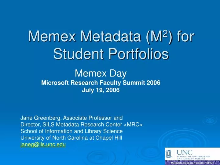 memex metadata m 2 for student portfolios