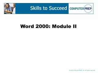 Word 2000: Module II