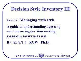 Decision Style Inventory III