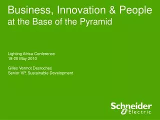 Business, Innovation &amp; People at the Base of the Pyramid