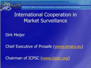 International Cooperation in Market Surveillance