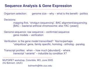Sequence Analysis &amp; Gene Expression